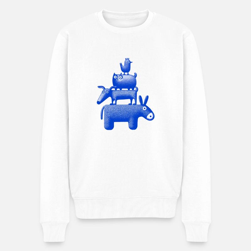 Stadtmusikanten "Blau" - Männer Premium Bio Pullover - Weiß