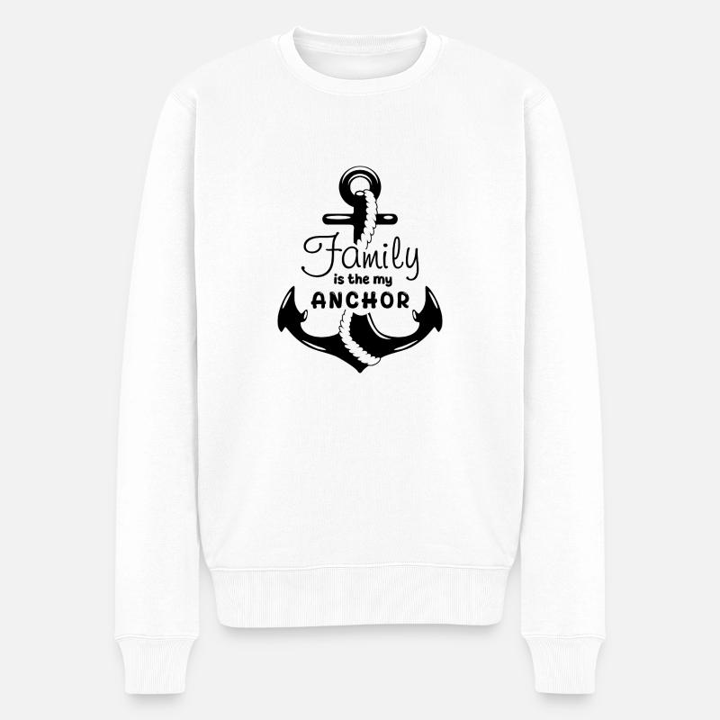 Familie ist mein Anker - Männer Premium Bio Pullover - Weiß
