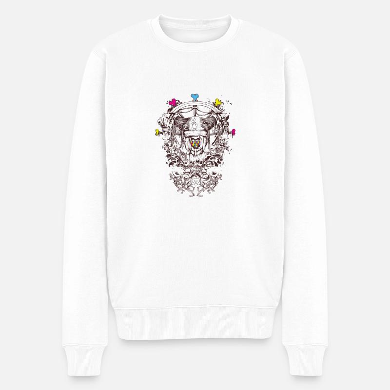 Abstrakte Kunst - Fabelwesen - Männer Premium Bio Pullover - Weiß