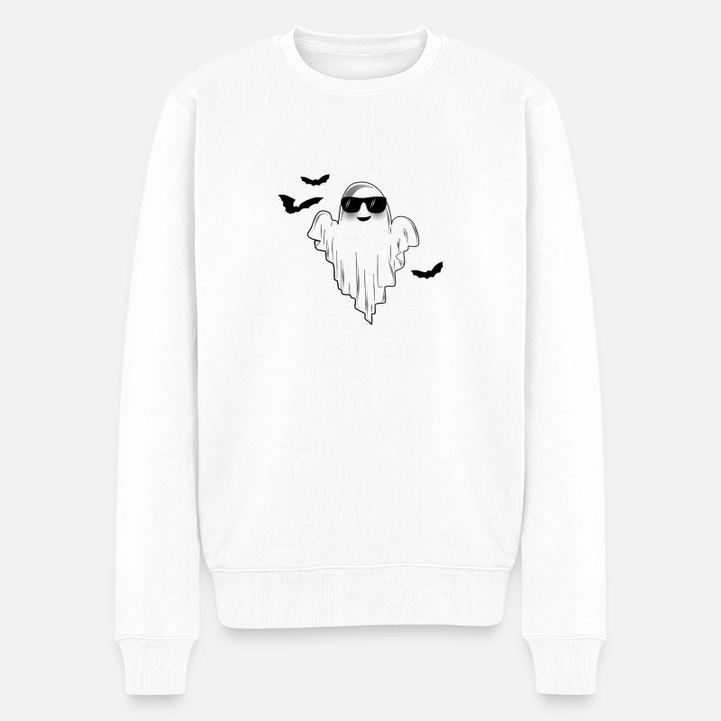 Süßer Geist! Sonnenbrille & Fledermäusen Halloween - Männer Premium Bio Pullover - Weiß