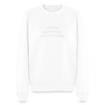 Design Premium collection La place de la femme ... - Pull Premium bio Homme - blanc - Devant - Thijin (182cm)
