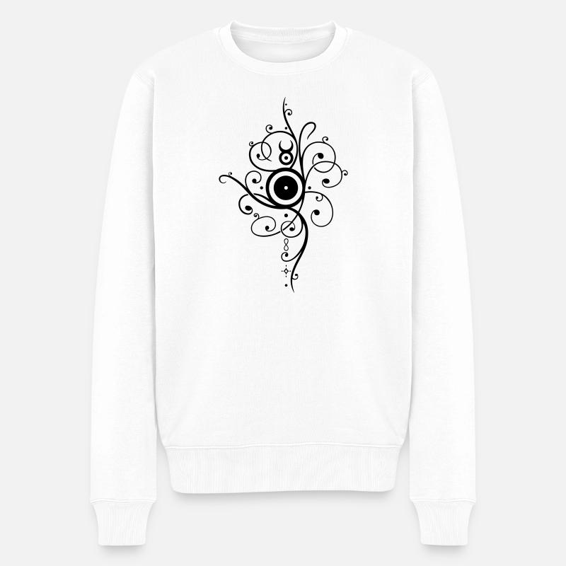Sonne Tattoo - Männer Premium Bio Pullover - Weiß