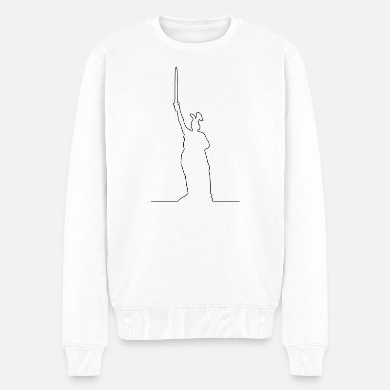 Kontur des Hermannsdenkmals - Männer Premium Bio Pullover - Weiß