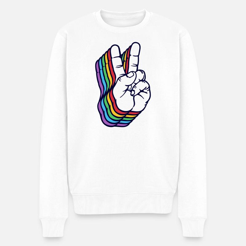 Friedensbewegung Frieden Friedenszeichen Liebe - Männer Premium Bio Pullover - Weiß