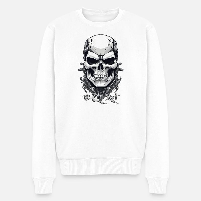 Totenkopf B.C Kunst - Männer Premium Bio Pullover - Weiß