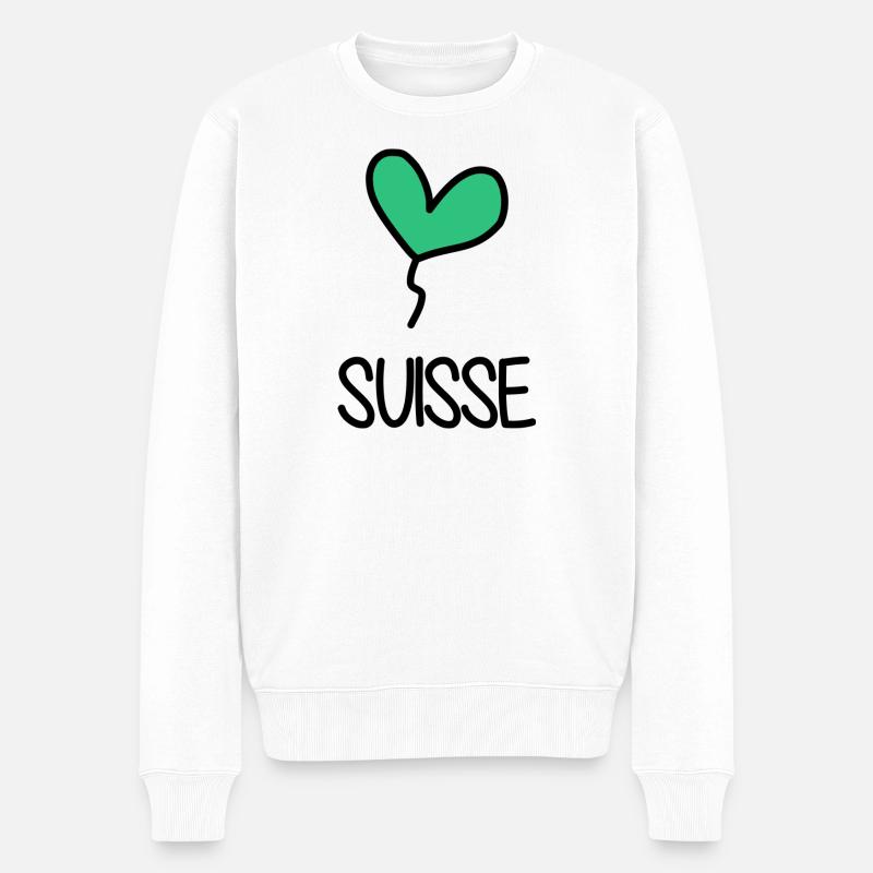 SCHWEIZ - Männer Premium Bio Pullover - Weiß