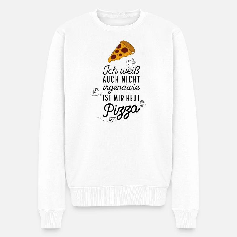 Lustige Sprüche Pizza - Männer Premium Bio Pullover - Weiß