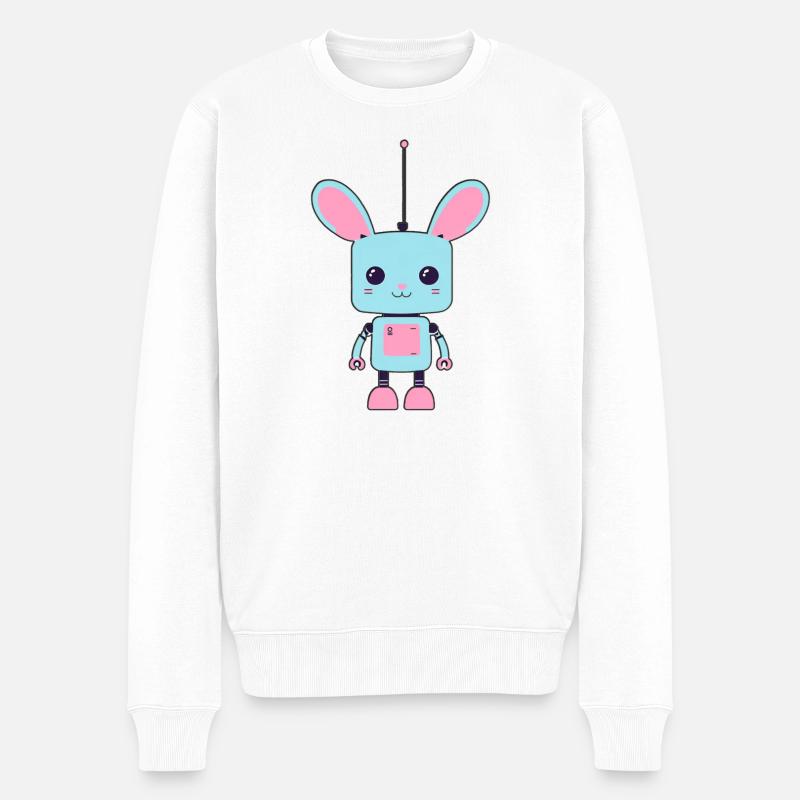 Der Hasenroboter - Männer Premium Bio Pullover - Weiß