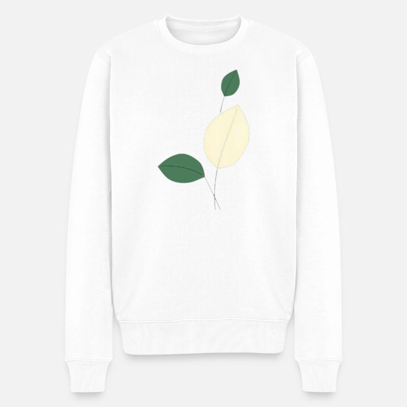 Minimalistische Blattstudie Natur - Männer Premium Bio Pullover - Weiß