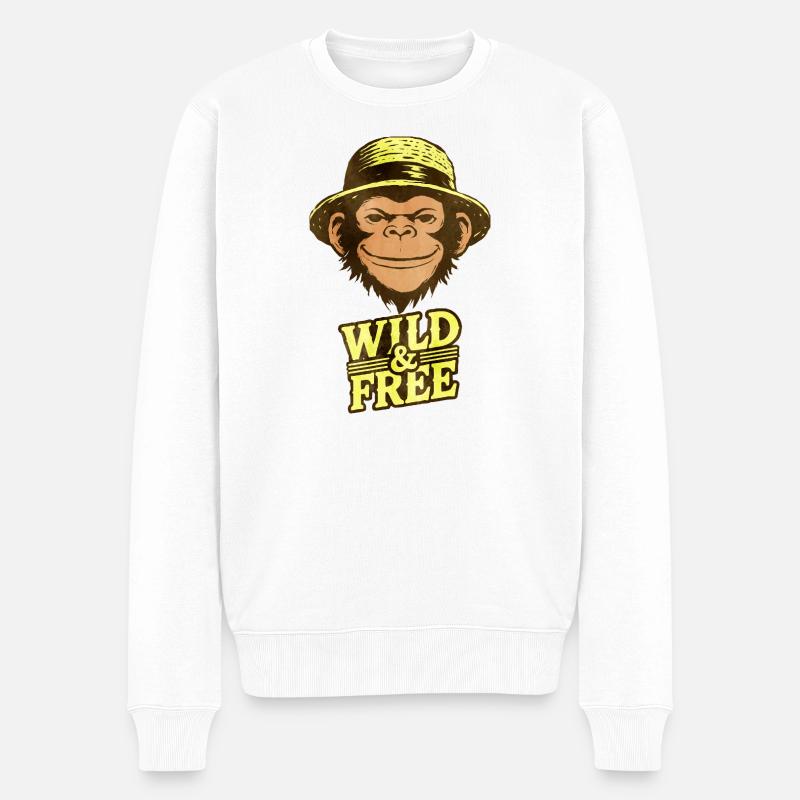 Frei und wild - Männer Premium Bio Pullover - Weiß