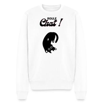 Chat en roue libre ! - Pull Premium bio Homme - blanc - Devant - Thijin (182cm)