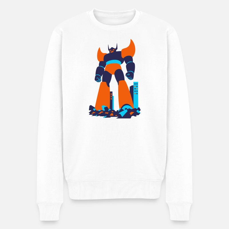 Mecha Giant in Tokio - Männer Premium Bio Pullover - Weiß