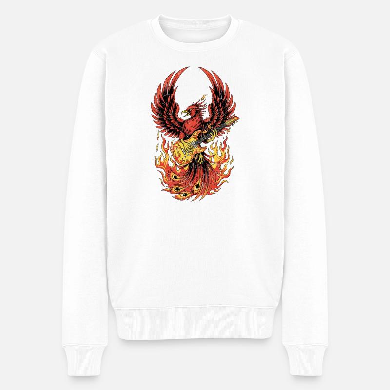 Fiery Eagle Guitare Rock Design - Pull Premium bio Homme - blanc