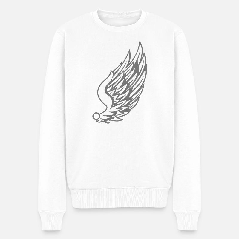 Feuer und Flügel Illustrationsdesign - Männer Premium Bio Pullover - Weiß