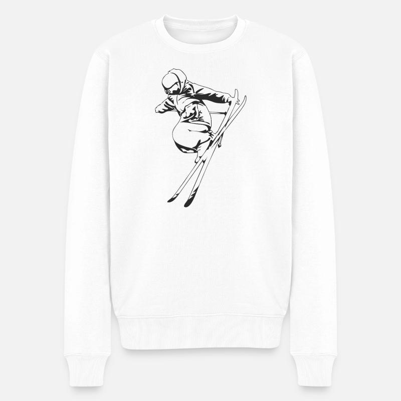 Skifahrer - Männer Premium Bio Pullover - Weiß
