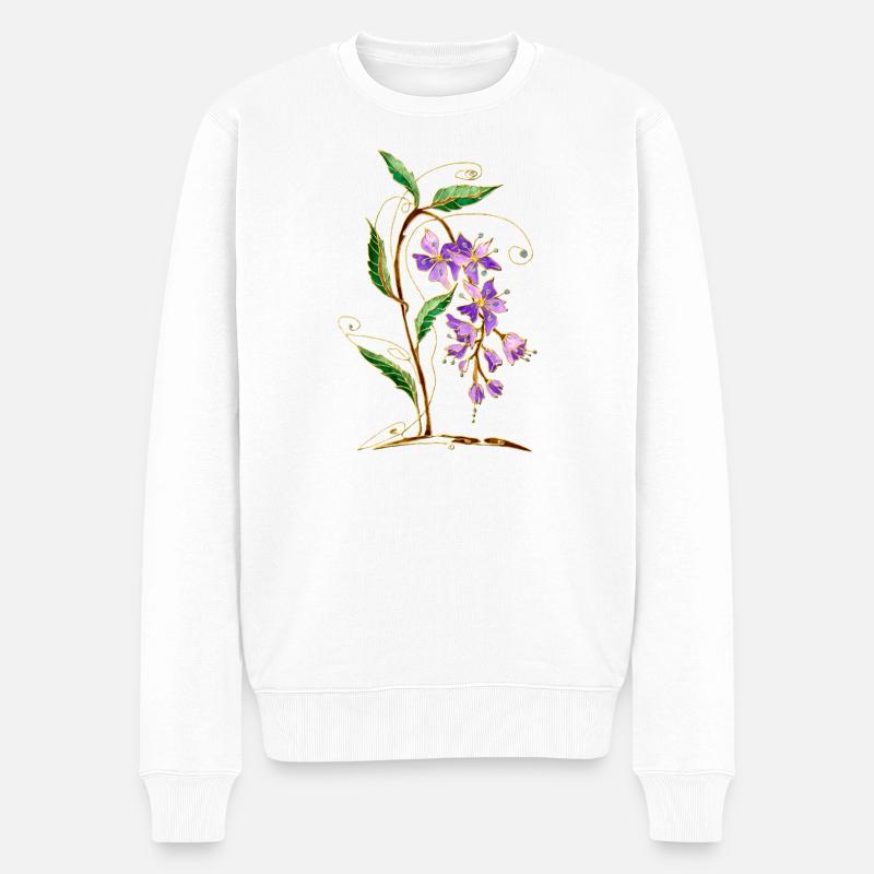Blumen - Männer Premium Bio Pullover - Weiß