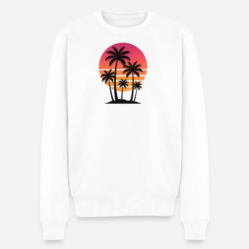 Coucher de soleil palmier - Pull Premium bio Homme - blanc