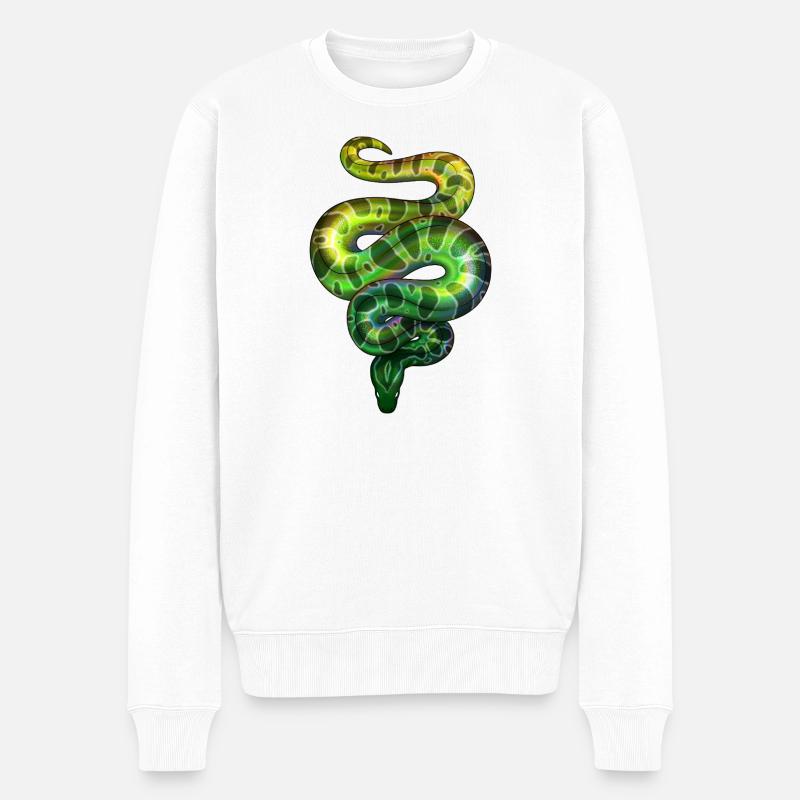 Neon Schlange Grün - Männer Premium Bio Pullover - Weiß