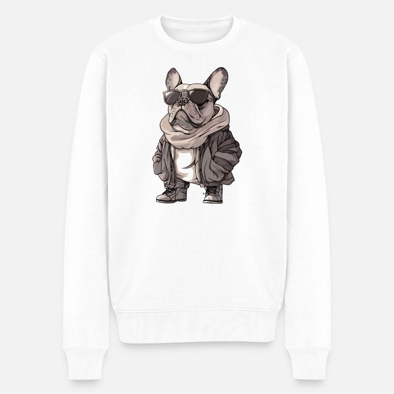 Buldog Français Chien Cool Hiver - Pull Premium bio Homme - blanc
