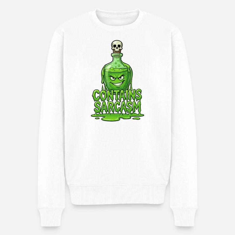 Contient une bouteille de poison sarcasme - Pull Premium bio Homme - blanc