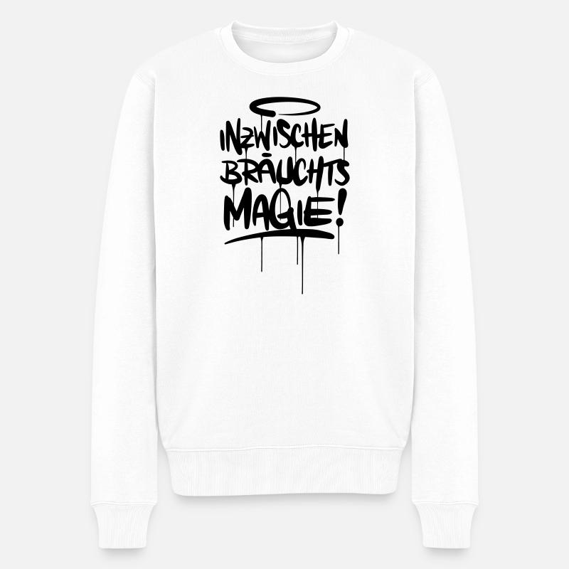 Magie Spruch Humor - Männer Premium Bio Pullover - Weiß