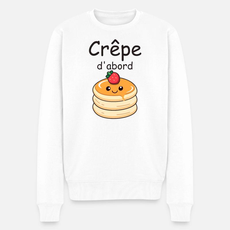 Crepe d'abord: Pancake kawaii - Pull Premium bio Homme - blanc