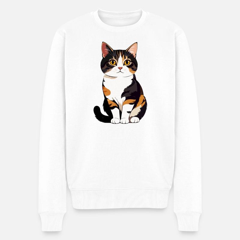 Chaton Portrait de Chat Calico - Pull Premium bio Homme - blanc