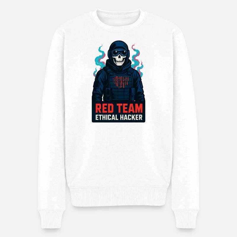 Cyber-Red-Team ethischer Hacker - Männer Premium Bio Pullover - Weiß