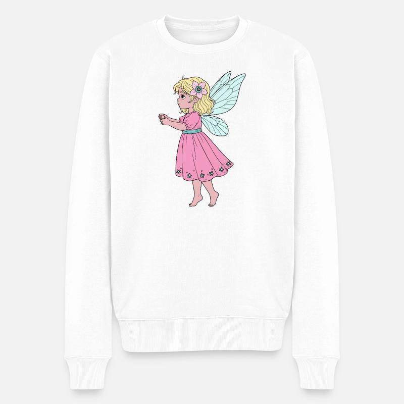 Sød fe i lyserød kjole - Økologisk premium-sweatshirt til mænd - hvid