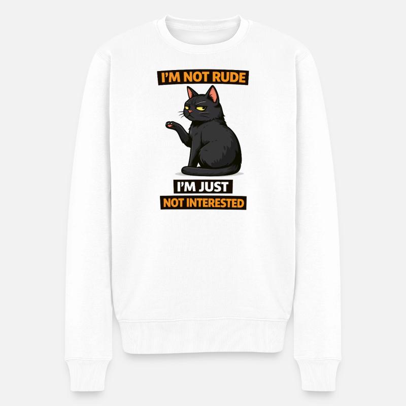 Attitude de chat pas intéressé - Pull Premium bio Homme - blanc