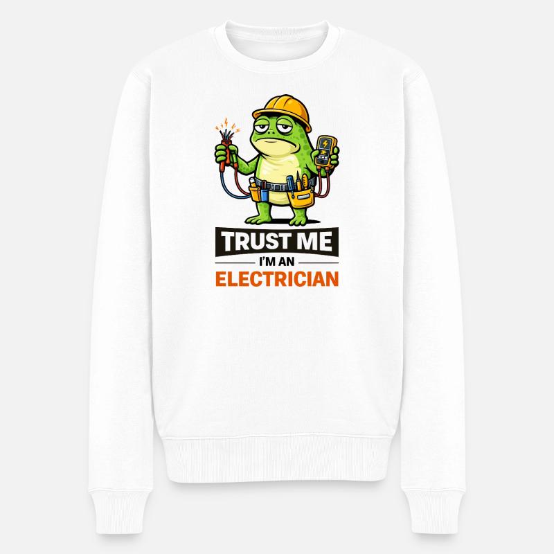 Elektriker-Frosch-Maskottchen Tee - Männer Premium Bio Pullover - Weiß