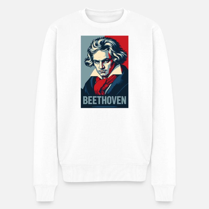 Beethoven Pop Art Portrait - Pull Premium bio Homme - blanc