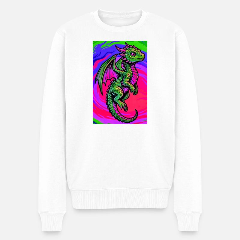 Drache - Männer Premium Bio Pullover - Weiß