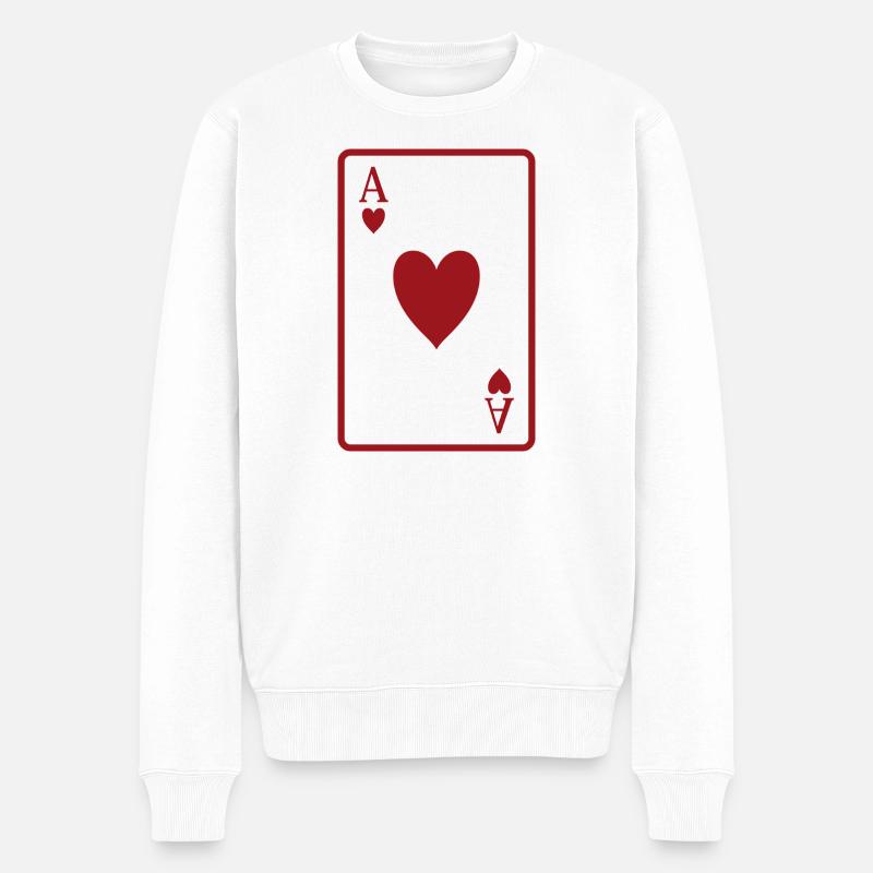 Pokerkarte - Männer Premium Bio Pullover - Weiß