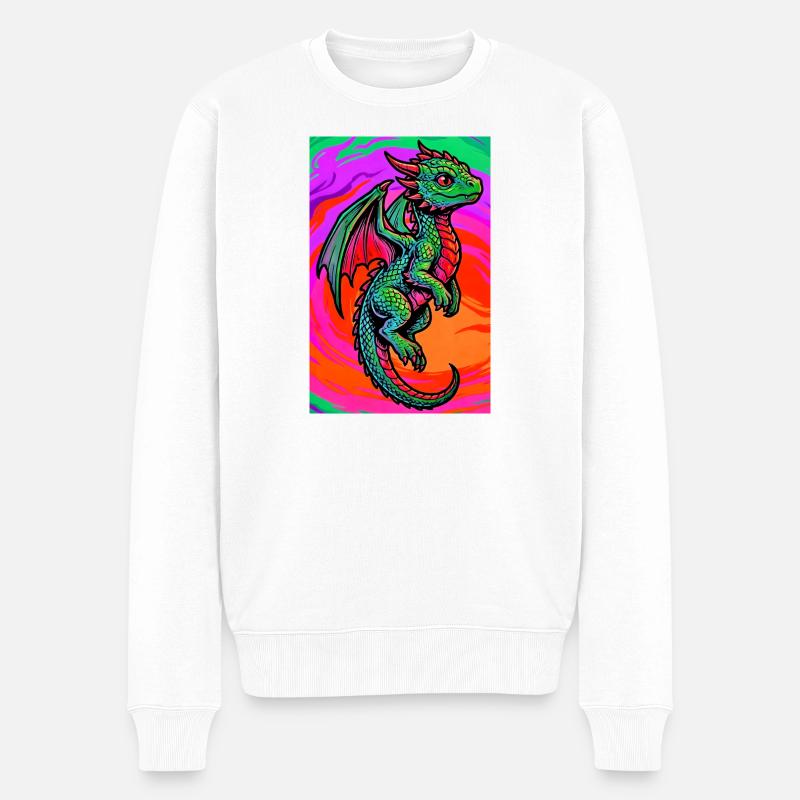 Drache - Männer Premium Bio Pullover - Weiß