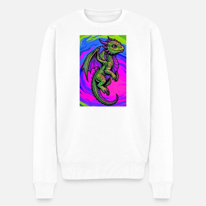 Drache - Männer Premium Bio Pullover - Weiß