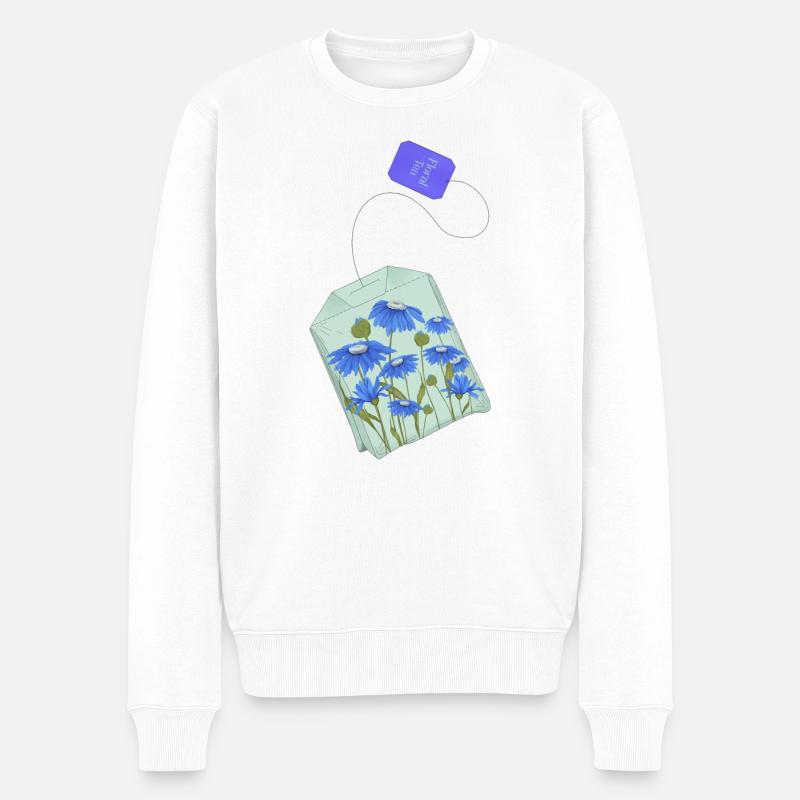 Blumentee - Männer Premium Bio Pullover - Weiß