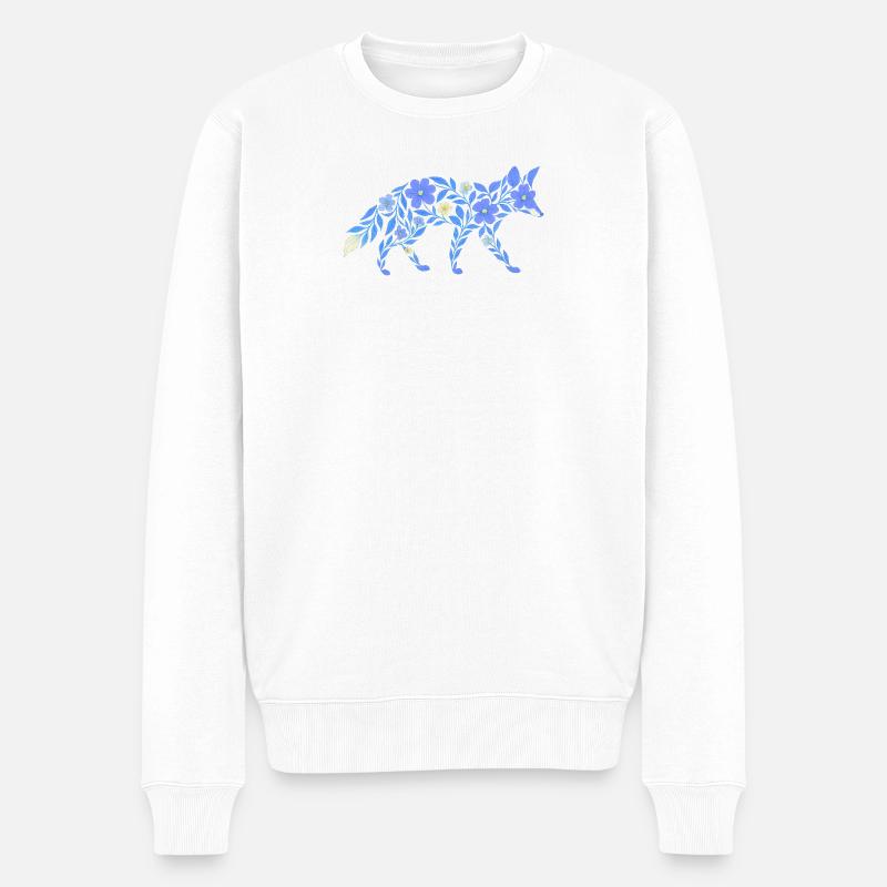 Nordic Floral - Heller Blaufuchs - Männer Premium Bio Pullover - Weiß