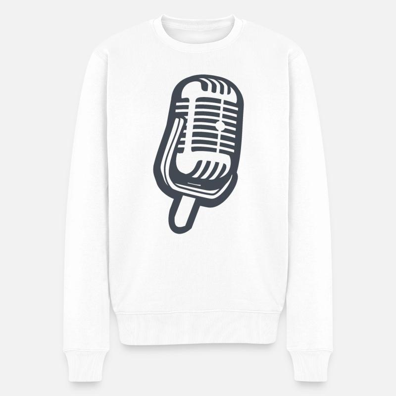 Mikrofon - Männer Premium Bio Pullover - Weiß