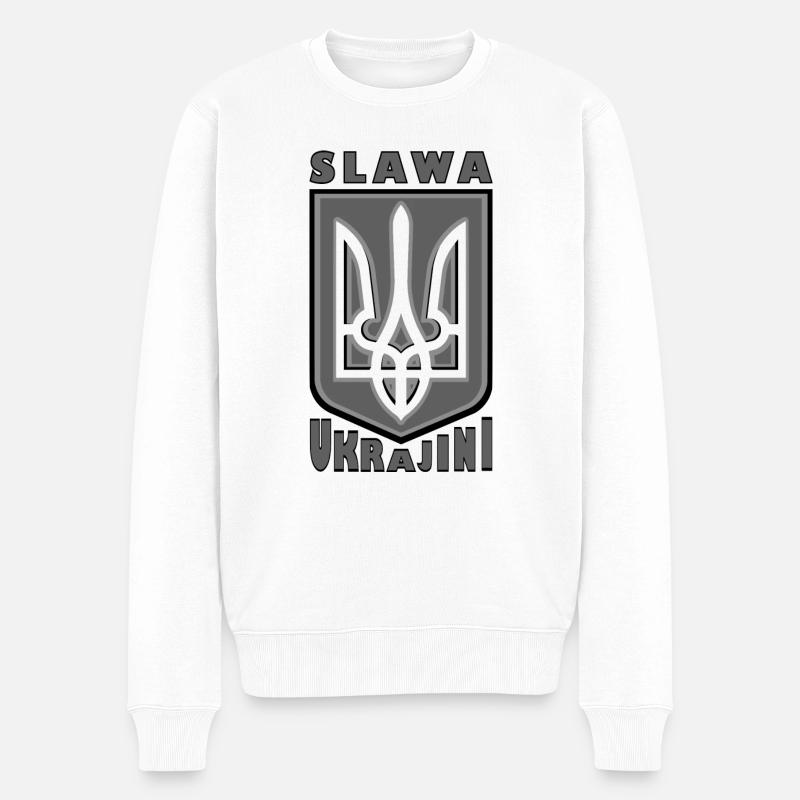 Slawa Ukrajini - Männer Premium Bio Pullover - Weiß