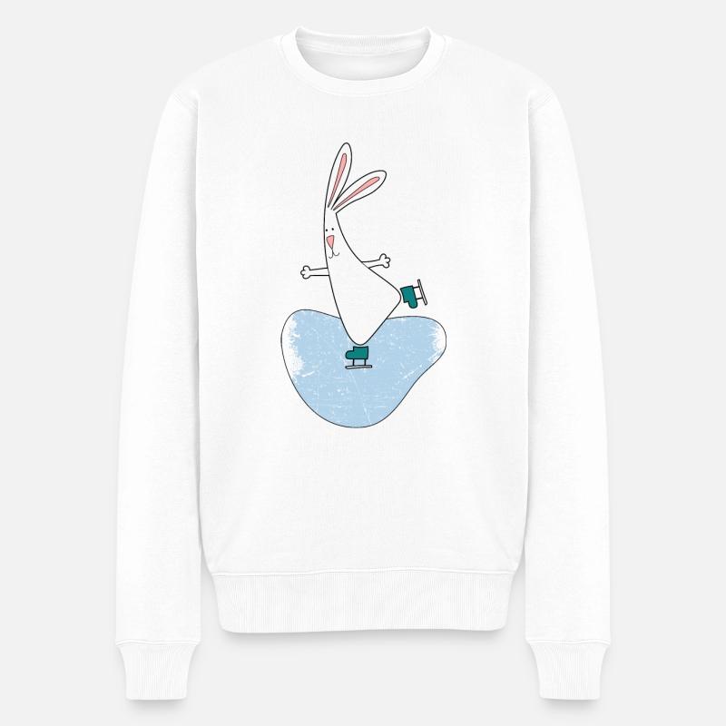 schlittschuhfahrer eisschnellläufer schlittschuh - Männer Premium Bio Pullover - Weiß