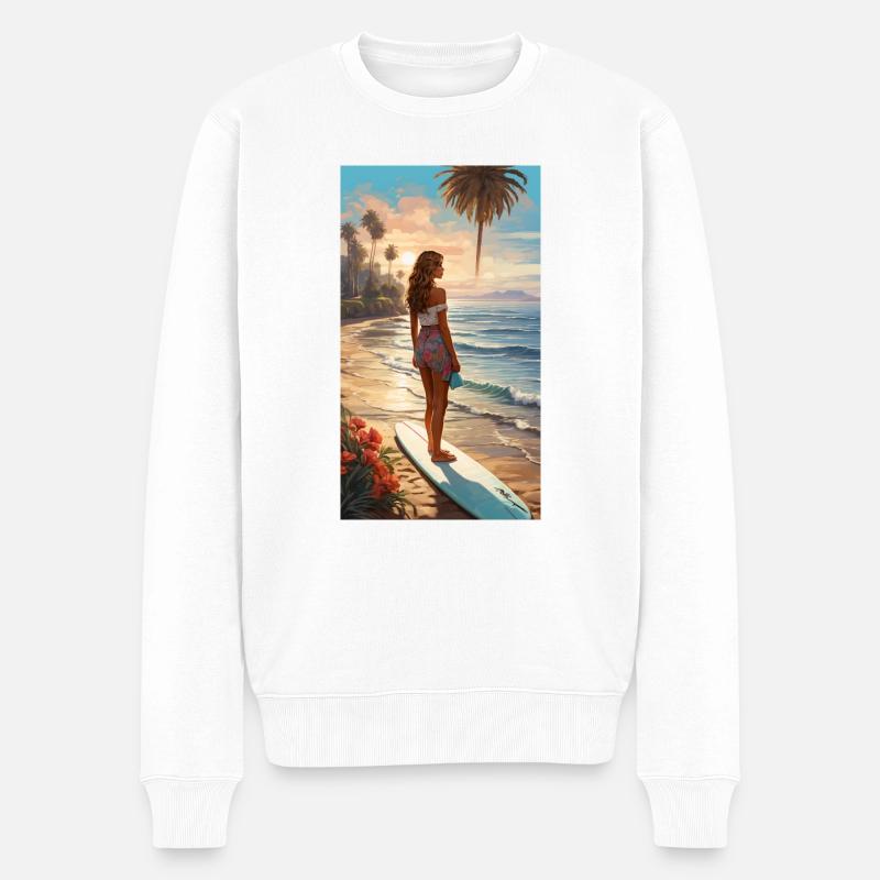 Surf & Beach - Männer Premium Bio Pullover - Weiß