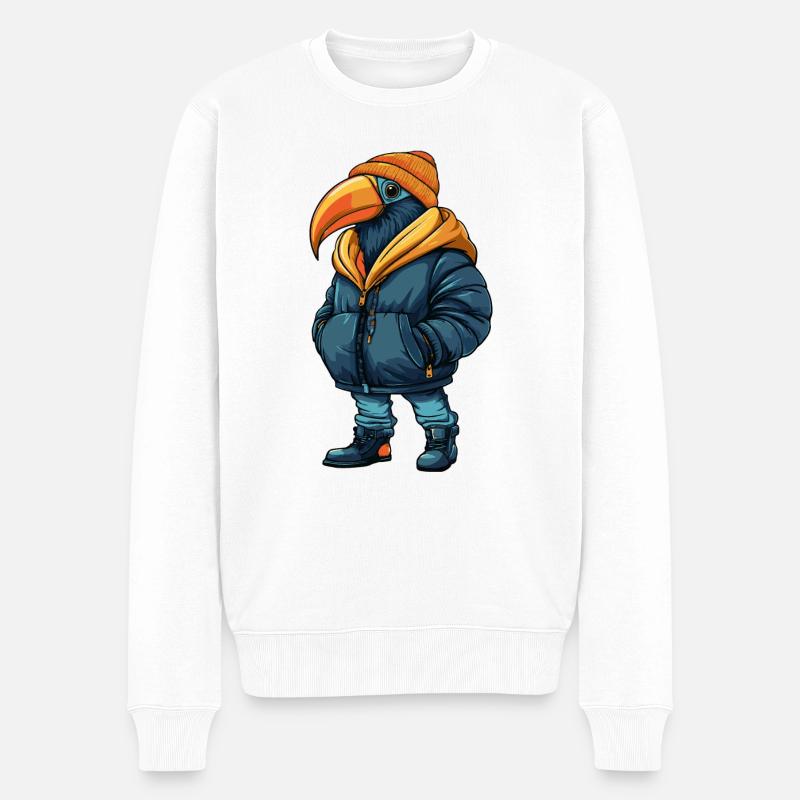 Toucan Oiseau Mode Hiver - Pull Premium bio Homme - blanc