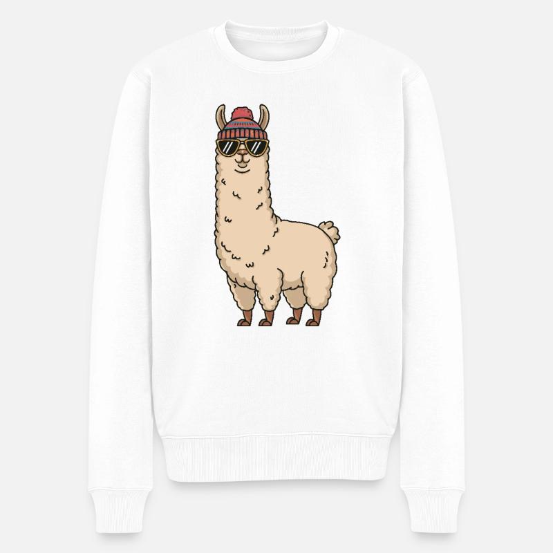 cooles Lama lover Geschenk Alpaka Peru Mexiko - Männer Premium Bio Pullover - Weiß