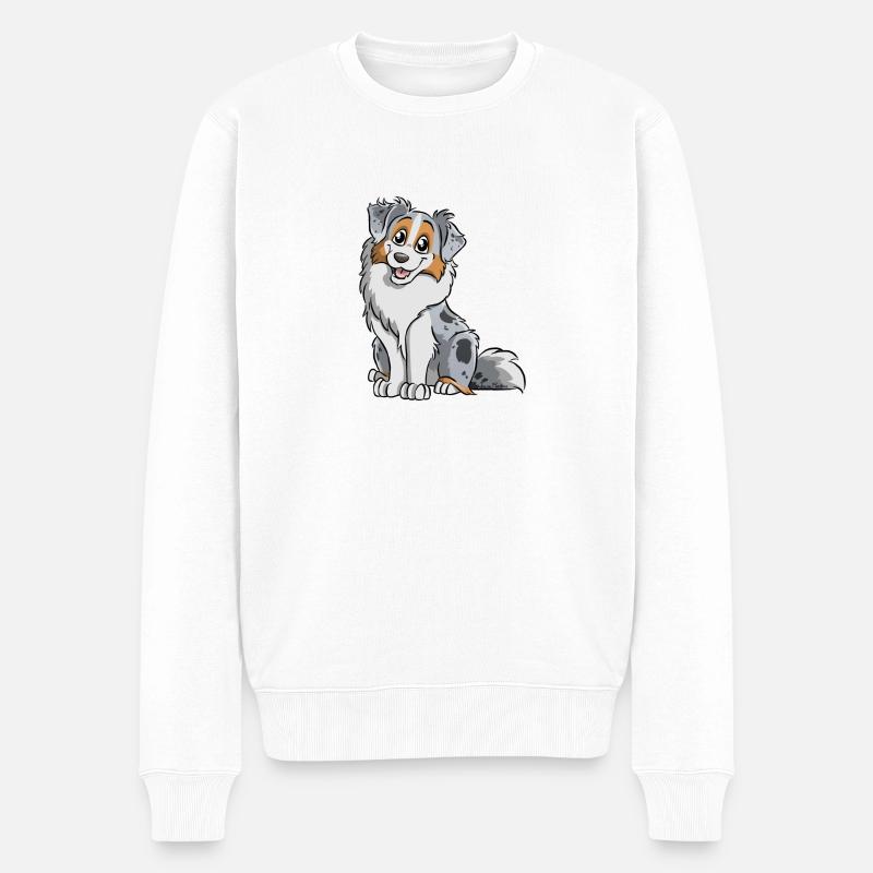 Blue Merle Australian Shepherd - Männer Premium Bio Pullover - Weiß