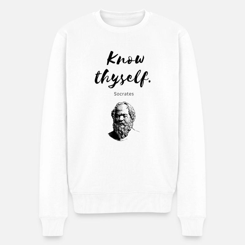 " Know thyself " Socrates - Pull Premium bio Homme - blanc