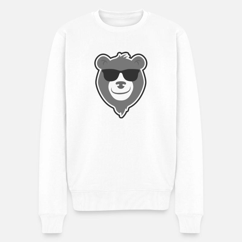 Hubärt der Bär - Cooler Bär mit Sonnenbrille - Männer Premium Bio Pullover - Weiß