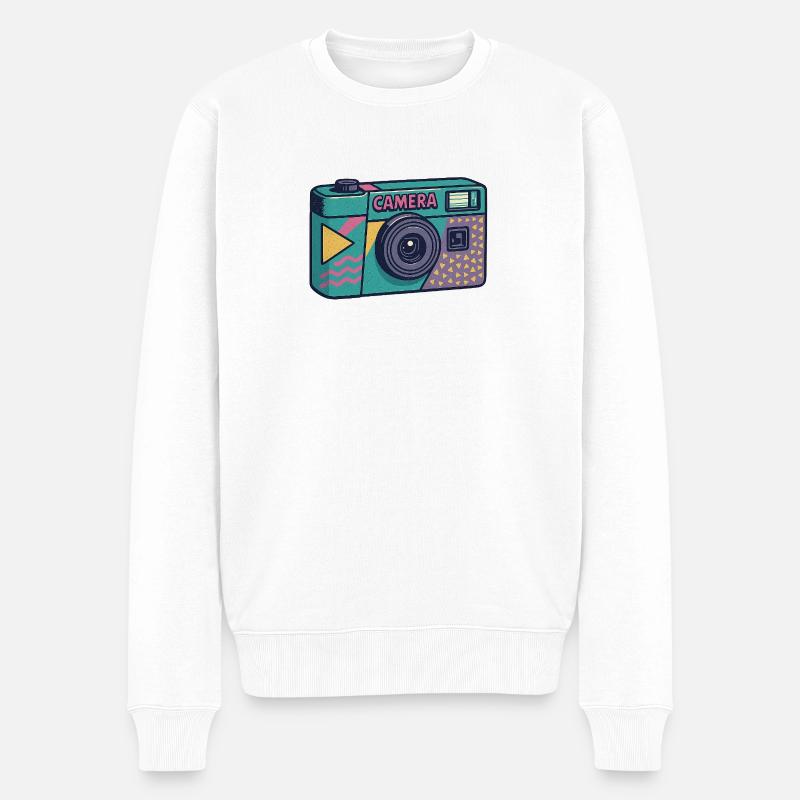 Millennial Retro Kamera - Männer Premium Bio Pullover - Weiß