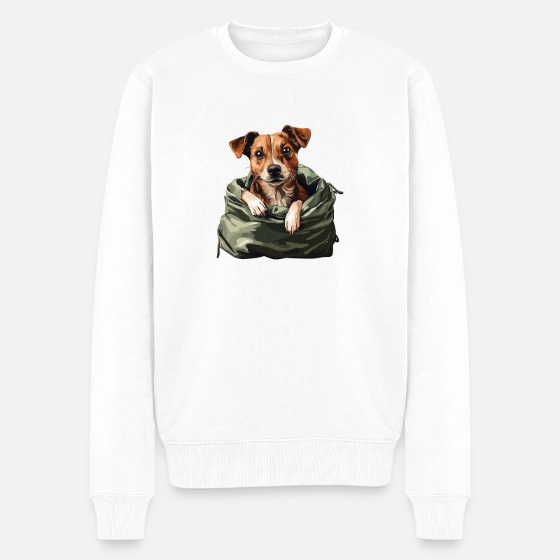 Bag Buddy – Dein kleiner Begleiter zum Verlieben - Männer Premium Bio Pullover - Weiß
