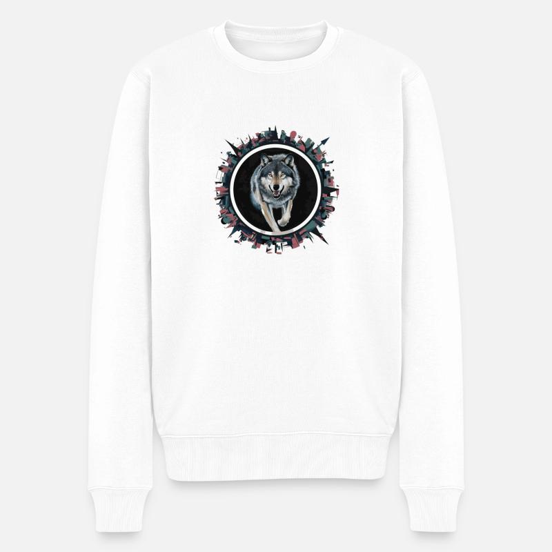 Le loup - Pull Premium bio Homme - blanc